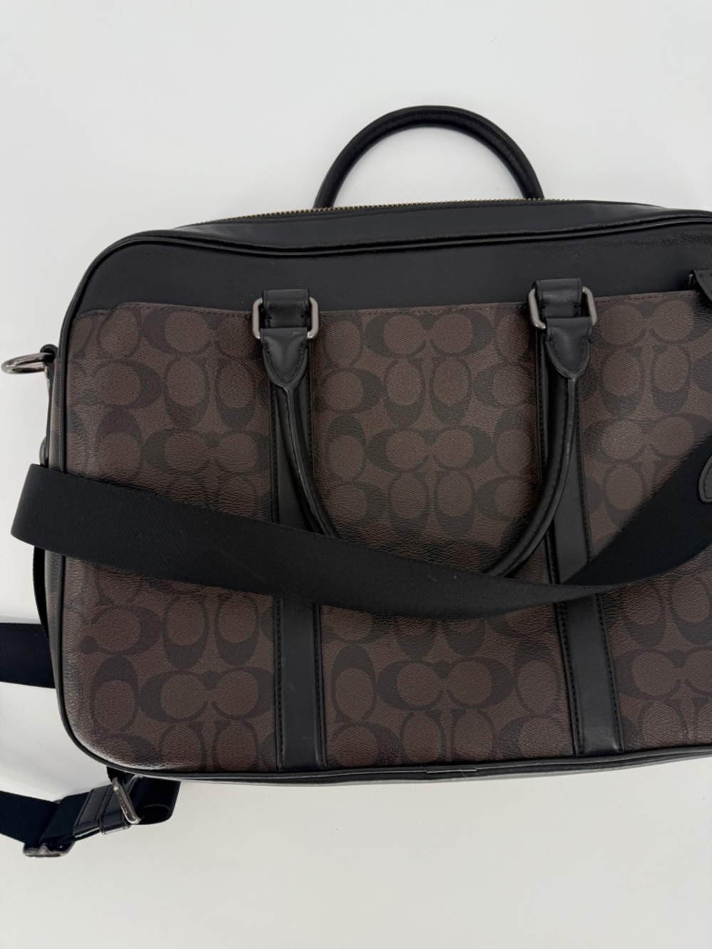 Coach Perry Slim Briefcase Signature Brown